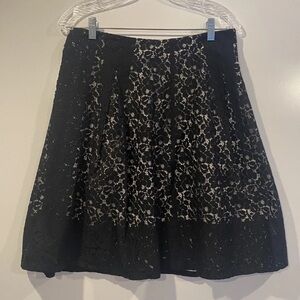 NWT Talbots Petites‎ Black Lace Overlay Pleated Skirt Womens Size 6P (311)